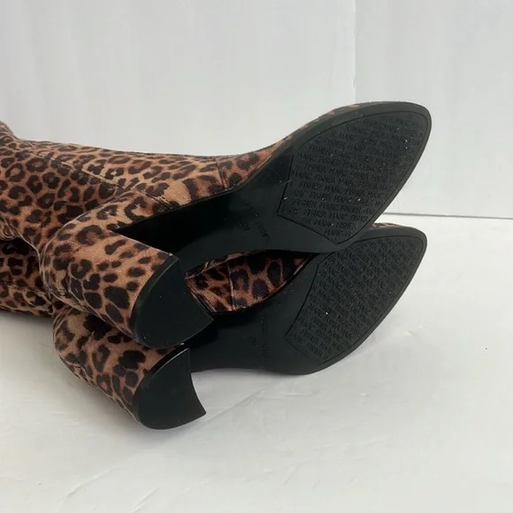 Marc Fisher Leopard Animal Print Over-the-Knee Chunky Heel Boots Size 6 NEW - Picture 5 of 5